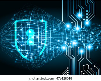 Cyber security concept: Lock With Keyhole icon on digital data background. Illustrates security or information privacy idea