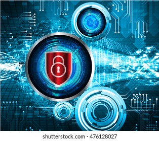 Cyber security concept: Lock With Keyhole icon on digital data background. Illustrates security or information privacy idea