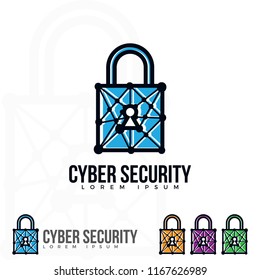 Cyber security concept. Lock symbol from lines and triangles, point connecting network.