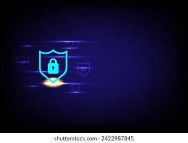 Cyber security concept. Locks on technology and dark background. Hacker protection and viruses on the Internet. Security internet access and personal data.


