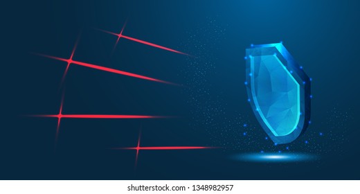 Cyber Security concept. low polygonal and wireframe design, technology theme, vector illustration