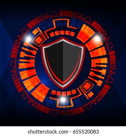 Cyber security Concept on Abstract Technology background. Vector illustration