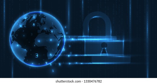 Cyber security concept on dark background, abstract digital internet. Abstract background technology.Vector illustration