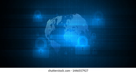 Cyber security concept on dark background, abstract digital internet. Abstract background technology.Vector illustration