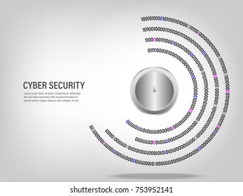 Cyber Security Concept on digital white background.