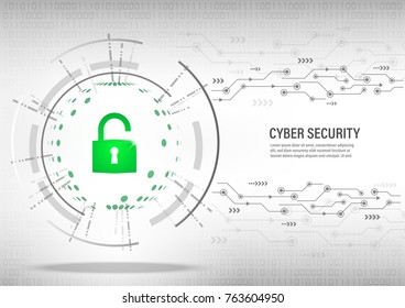 Cyber Security Concept on digital white background.
