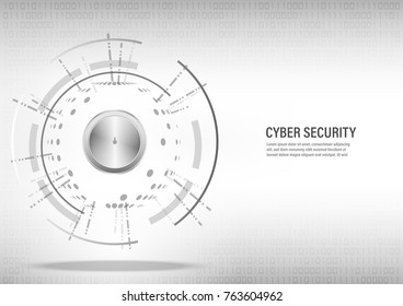 Cyber Security Concept on digital white background.