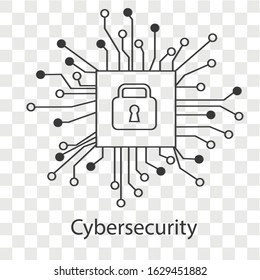Cyber security concept on transparency background. Creative idea design. Flat vector illustration for template, brochure, web page or presentation.