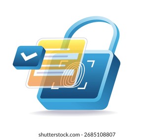Concepto de seguridad cibernética con símbolo de candado para protección de datos