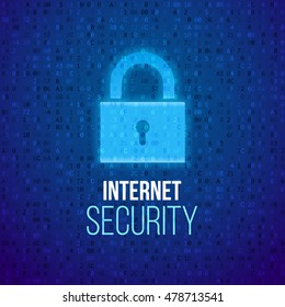 Cyber security concept. Padlock symbol of user privacy. Web protection. Vector design illustration with abstract background.