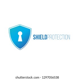 Cyber security concept: Shield With Keyhole icon on digital data. Shield protection logo. cyber data security or information privacy idea. Vector illustration isolated on white background.