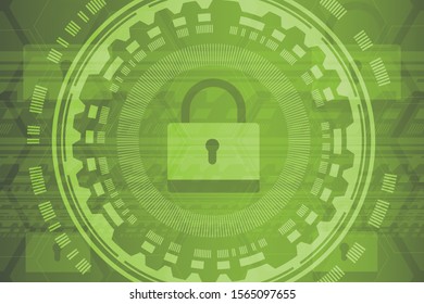 
Cyber security concept: Shield With Keyhole icon on digital data background. Illustrates cyber data security or information privacy idea. Blue abstract hi speed internet technology.