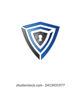 Cyber security concept shield with keyhole icon vector image. Cyber security design with keyhole in shield logo Vector