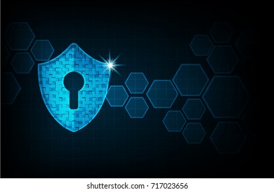 Cyber security concept: Shield With Keyhole icon on digital data background. Ransomware alert, technology ,cyber secueity,cybercrime.