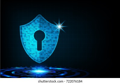Cyber security concept: Shield With Keyhole icon on digital data background. Ransomware alert, technology ,cyber secueity,cybercrime.