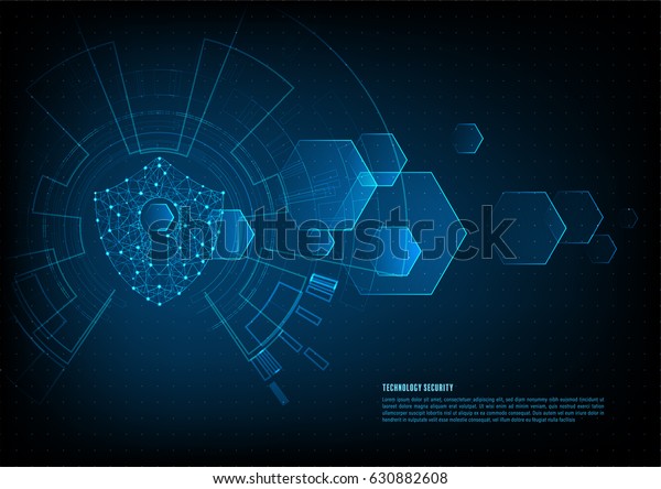サイバーセキュリティのコンセプト デジタルデータの背景にシールドと鍵穴アイコン サイバー データ セキュリティや情報のプライバシーに関する考え方を示します 青い抽象的ハイスピードのインターネットテクノロジ のベクター画像素材 ロイヤリティ フリー