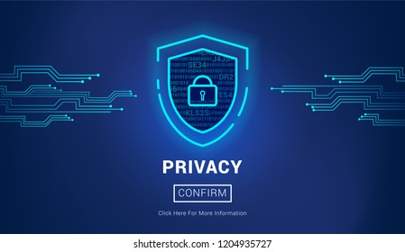 Cyber Security Concept. Shield with Lock inside. Privacy, vector design