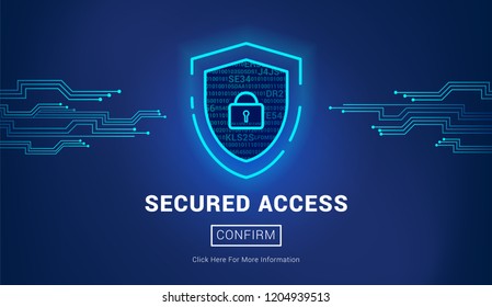Cyber Security Concept. Shield with Lock inside. Secured Access, vector design