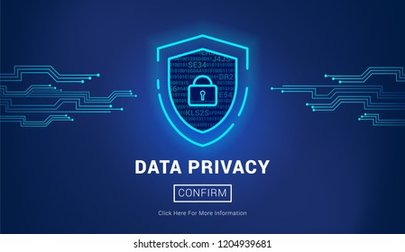 Cyber Security Concept. Shield with Lock inside. Data Privacy, vector design