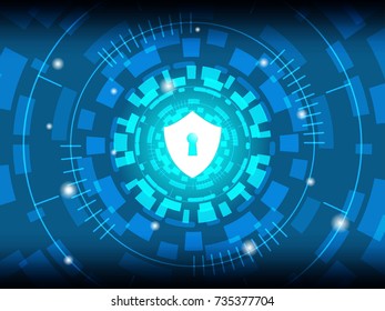 Cyber Security Concept : Shield on Digital Background.
