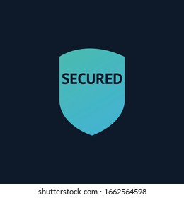 Concepto de ciberseguridad: Escudo con seguridad de palabra, seguridad de datos cibernéticos o idea de privacidad de la información. tecnología de Internet. Ilustración vectorial estándar aislada en fondo azul.