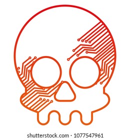 cyber security concept skull with circuits technology
