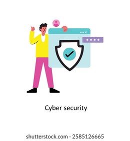 Cyber security Concept vector illustration.  isolated on white Background. 