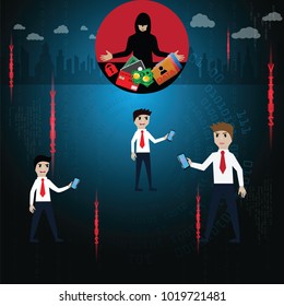 Cyber security concept,Digital lifestyle mingled with the virus  - Vector Illustrations