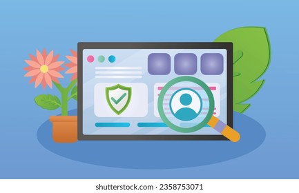 conceptos de ciberseguridad, protección de datos y confidencialidad.sobre fondo azul.Ilustración de diseño de vectores.