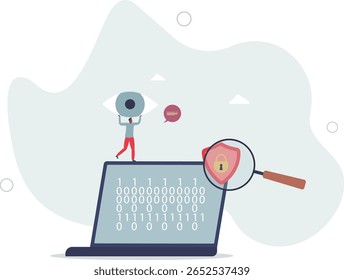 Cyber security course with education about digital safety.Online learning about data encryption, character life .