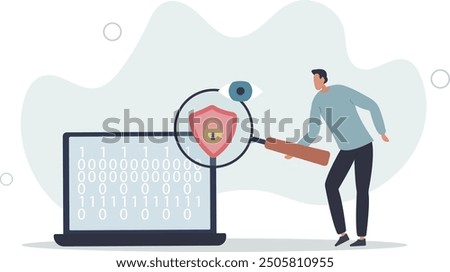 Cyber security course with education about digital safety.Online learning about data encryption,flat design with people.