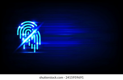 Concepto de ciberseguridad y ciberdelito. Huella digital electrónica de pulgar sobre fondo abstracto de tecnología futurista. Protección digital. Buscando proteger datos. Protección contra hackers.