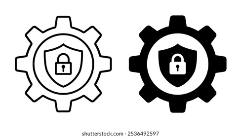 Cyber security or cybersecurity awareness, security icon set, security icon with gear, shield and lock sign
