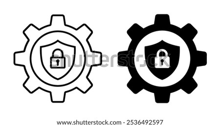 Cyber security or cybersecurity awareness, security icon set, security icon with gear, shield and lock sign