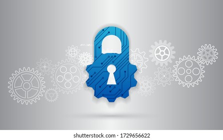 Cyber security and data privacy protection vector illustration. Internet security online concept. Global network mechanism protection.  Information privacy. Hi-tech communication background