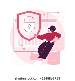 Cyber security data protection abstract concept vector illustration. Data privacy regulation, cybersecurity protocol, information safety law, protection from cyberattack abstract metaphor.