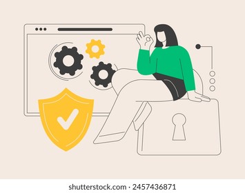 Cyber security data protection abstract concept vector illustration. Data privacy regulation, cybersecurity protocol, information safety law, protection from cyberattack abstract metaphor.