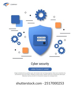 Cyber security, data protection, access control flat style vector concept illustration