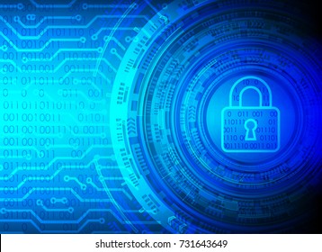Cyber Security Data Protection Business Technology Privacy concept, key lock circle and circuit board digital technology background, abstract technology concept background, vector illustration.
