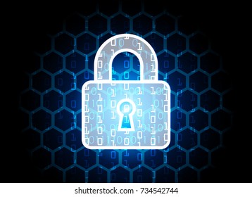 Cyber Security Data Protection Business Technology Privacy concept, key lock and digital technology background, abstract technology concept background, vector illustration.