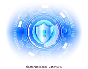 Cyber Security Data Protection Business Technology Privacy concept, cricle key lock and digital technology background, abstract technology concept background, vector illustration.