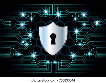 Cyber Security Data Protection Business Technology Privacy concept, key lock and digital technology background, abstract technology concept background, vector illustration.