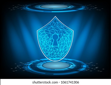 cyber security data protection concept. system privacy vector illustrations. key padlock on dark blue background digital technology connection secure alert