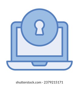 Ciberseguridad, protección de datos, concepto de laptop protegida con bloqueo, ilustración vectorial