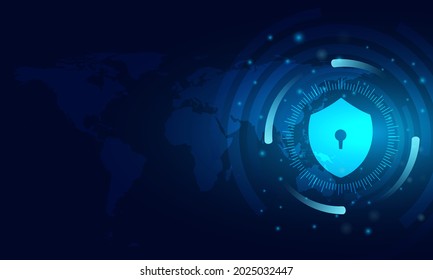 concepto de protección de datos de ciberseguridad.Seguridad digital con vector de mapas del mundo.