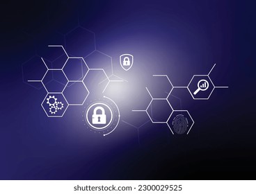 Cyber security and data protection. Future cyber technology web services for business and internet project. Vector illustration for your design with blue gradient background.