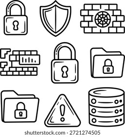 Cyber Security and Data Protection Icons