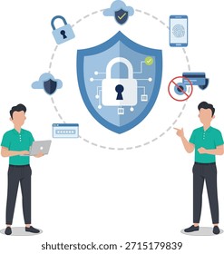 Seguridad cibernética y protección de datos Ilustración