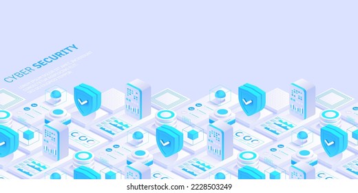Ciberseguridad. Protección de datos. Privacidad de la información. Seguridad de la red global. Fondo tecnológico para banners, afiches, plantillas de sitios, aplicaciones móviles. Ilustración del vector