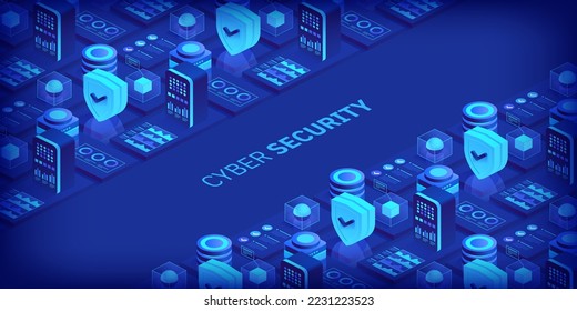 Cyber security. Data protection. Information privacy. Global network security. Technology background for banners, posters, site templates, mobile applications. Vector illustration
